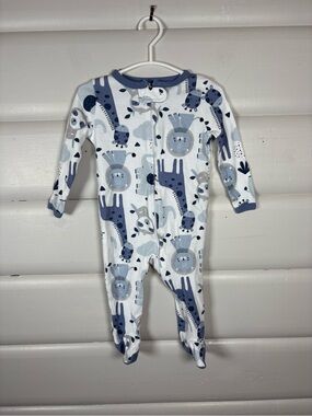 3/$25 The Peanutshell Safari Animal Footed Zip Sleeper 9M Cotton Baby Boy 9m